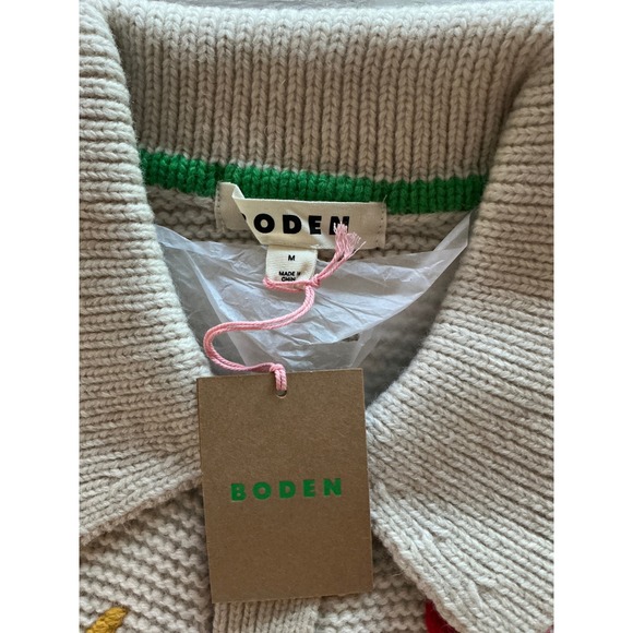 Boden Embroidered Collared Cardigan Medium Ecru Marl New With Tags - Picture 12 of 12